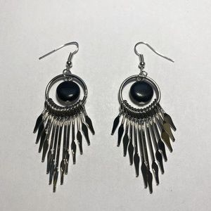 Silver and black 3 inch earrings